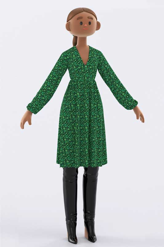 3d cartoon girl simple style