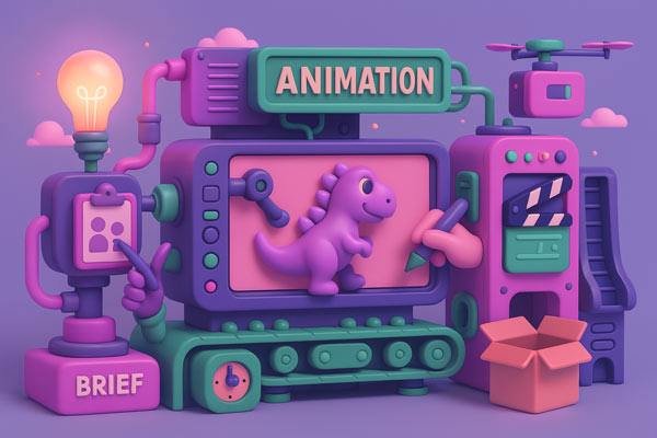 Animation Services 1 3D illustration of the animation production process including scripting, storyboarding, modeling, and final render – IN Capital Studios